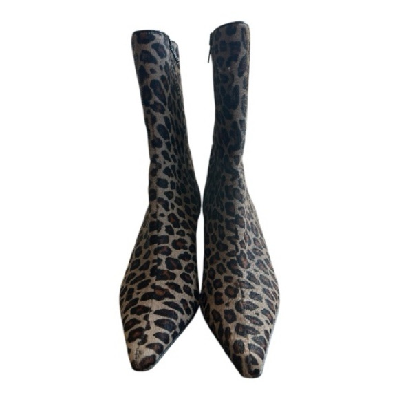 Casual Corner Calf hair leopard print boots with heels size 8 NWOT - Picture 3 of 9